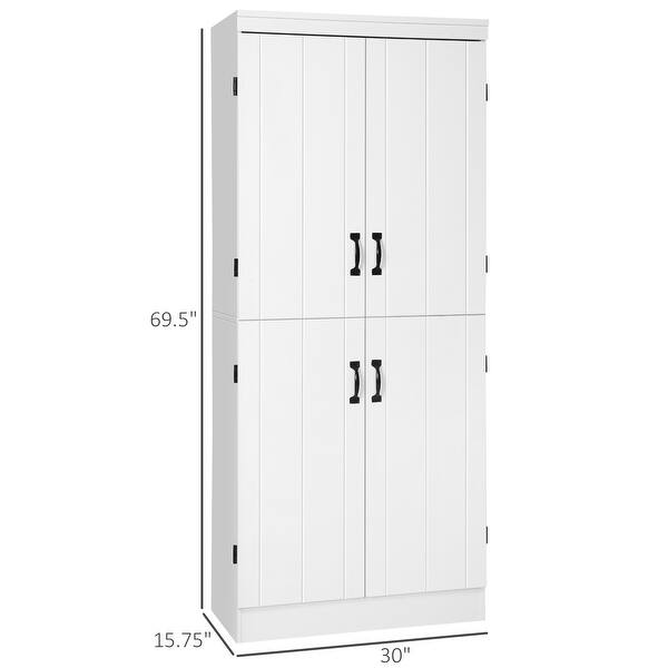 70" 4Door Kitchen Pantry, Freestanding Storage 6tier